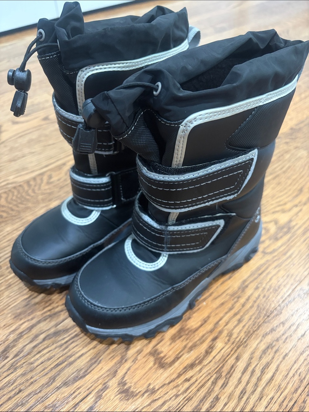 Lands' End Black Kids Snow Boots with Reflective Trim